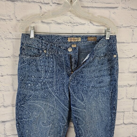 Nine West Vintage America Size 30/10R Blue Paisley Matchstick Skinny Ankle Jeans - Picture 6 of 10